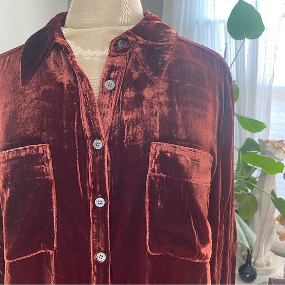 Sundance Tops - Sundance Burnt Rust Orange Velvet Button Up Shirt